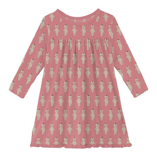 long sleeve girls swing dress KicKee Pants Bamboo Classic L/S Swing Dress, Winter Rose Presents 6-12 Months