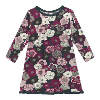 Girl's Print Bamboo Classic Long Sleeve Swing Dress - Hellebores Baby & Toddler Dresses
