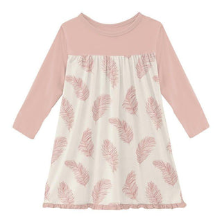Girl's Print Bamboo Classic Long Sleeve Swing Dress - Natural Feathers Baby & Toddler Dresses
