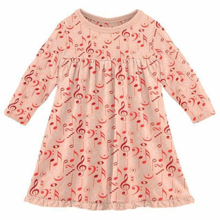 Girl's Print Bamboo Classic Long Sleeve Swing Dress - Peach Blossom Music Class Baby & Toddler Dresses