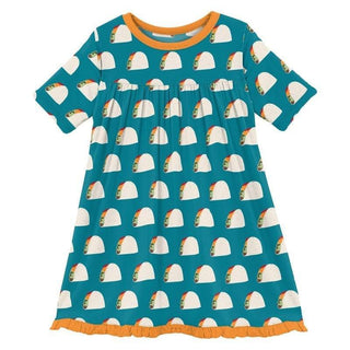 Girl's Print Bamboo Classic Short Sleeve Swing Dress - Seagrass Tacos Baby & Toddler Dresses
