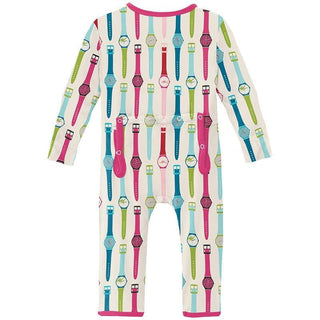 Girl's Print Bamboo Coverall with 2-Way Zipper - Natural Watches Baby & Toddler Sleepwear