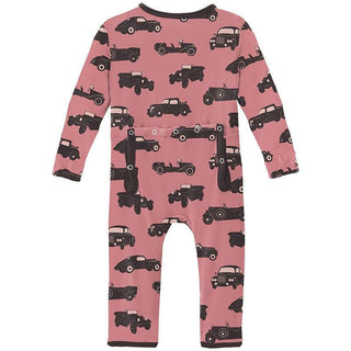 Girl's Print Bamboo Coverall with Zipper - Desert Rose Vintage Cars Baby & Toddler Sleepwear