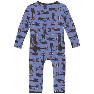Girl's Print Bamboo Coverall with Zipper - Forget Me Not Cool Cats Baby & Toddler Sleepwear
