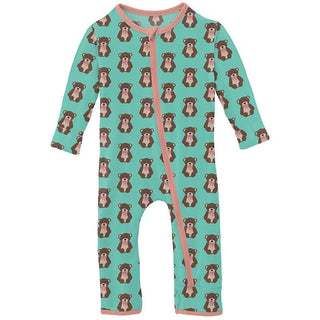 Girl's Print Bamboo Coverall with Zipper - Glass Teddy Bear Baby & Toddler Sleepwear