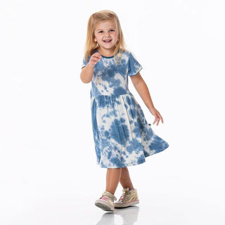 Girl's Print Bamboo Flutter Sleeve Twirl Dress - Deep Sea Tie Dye Baby & Toddler Dresses