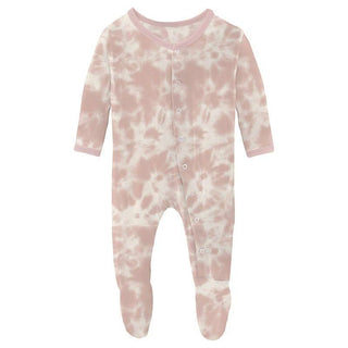 Girl's Print Bamboo Footie with Snaps - Baby Rose Tie Dye Baby & Toddler Sleepwear