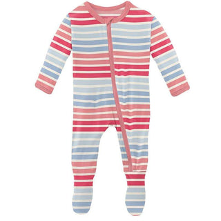 Girl's Print Footie with Zipper - Cotton Candy Stripe Baby & Toddler Sleepwear