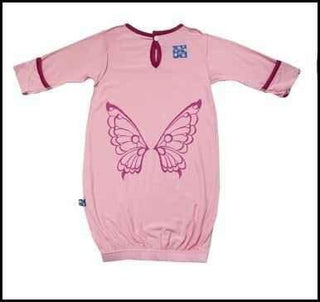 Girls Print Bamboo Layette Gown & Knot Hat Set - Lotus with Berry Butterfly Baby & Toddler Sleepwear