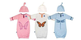 Girls Print Bamboo Layette Gown & Knot Hat Set - Lotus with Berry Butterfly Baby & Toddler Sleepwear