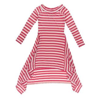 Girl's Print Bamboo Long Sleeve Hi Lo Raglan Dress - Hopscotch Stripe Baby & Toddler Dresses