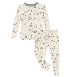 Girl's Print Bamboo Long Sleeve Pajama Set - Natural Mistletoe Baby & Toddler Sleepwear