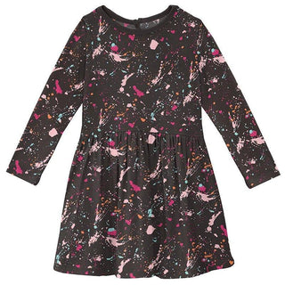 Girl's Print Bamboo Long Sleeve Twirl Dress - Calypso Splatter Paint Baby & Toddler Dresses