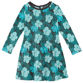 Girl's Print Bamboo Long Sleeve Twirl Dress - Midnight Hawaiian Baby & Toddler Dresses