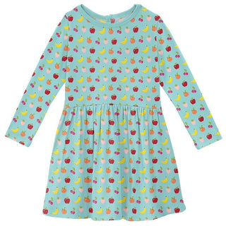 Girl's Print Bamboo Long Sleeve Twirl Dress - Summer Sky Mini Fruit Baby & Toddler Dresses