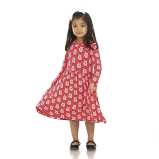 Girl's Print Bamboo Long Sleeve Twirl Dress - Taffy Wise Owls Baby & Toddler Dresses