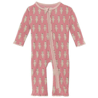 Girl's Print Bamboo Muffin Ruffle Coverall with Zipper - Desert Rose Baby Doll Baby & Toddler Sleepwear