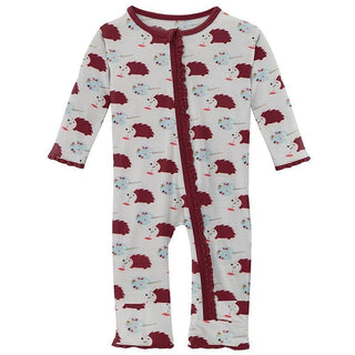 Girl's Print Bamboo Muffin Ruffle Coverall with Zipper - Natural Art Class Baby & Toddler Sleepwear