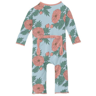 Girl's Print Bamboo Muffin Ruffle Coverall with Zipper - Spring Sky Floral Baby & Toddler Sleepwear