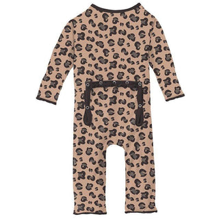 Girl's Print Bamboo Muffin Ruffle Coverall with Zipper - Suede Cheetah (15ANV) Baby & Toddler Sleepwear