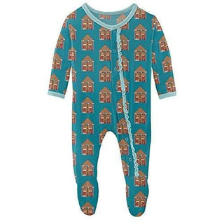 Girl's Print Bamboo Muffin Ruffle Footie with Snaps - Bay Gingerbread KicKee Pants Size: 18-24 Months