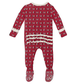 Girl's Print Bamboo Muffin Ruffle Footie with Zipper - Crimson Penguins Baby & Toddler Sleepwear