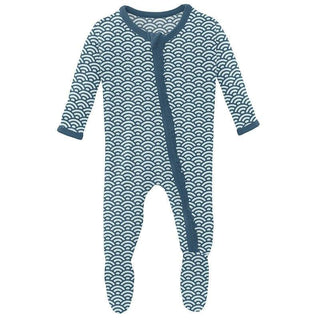 Girl's Print Bamboo Muffin Ruffle Footie with Zipper - Fresh Air Waves Baby & Toddler Sleepwear