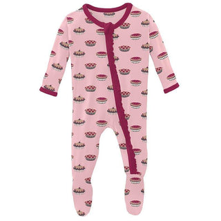 Girl's Print Bamboo Muffin Ruffle Footie with Zipper - Lotus Pies (15ANV) KicKee Pants Size: Newborn