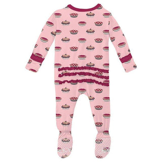 Girl's Print Bamboo Muffin Ruffle Footie with Zipper - Lotus Pies (15ANV) KicKee Pants Size: Newborn