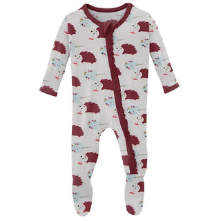 Girl's Print Bamboo Muffin Ruffle Footie with Zipper - Natural Art Class Baby & Toddler Sleepwear