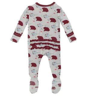 Girl's Print Bamboo Muffin Ruffle Footie with Zipper - Natural Art Class Baby & Toddler Sleepwear