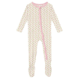 Girl's Print Bamboo Muffin Ruffle Footie with Zipper - Natural Buds (15ANV) Baby & Toddler Sleepwear
