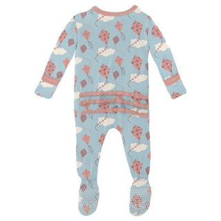 Girl's Print Bamboo Muffin Ruffle Footie with Zipper - Spring Day Kites Baby & Toddler Sleepwear