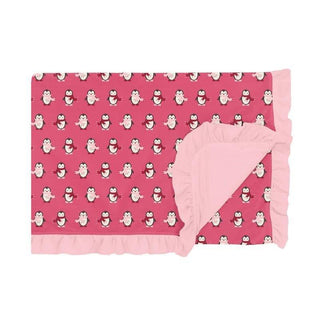 Girl's Print Bamboo Ruffle Toddler Blanket, Winter Rose Penguins - One Size (WCA22) Swaddling & Receiving Blankets