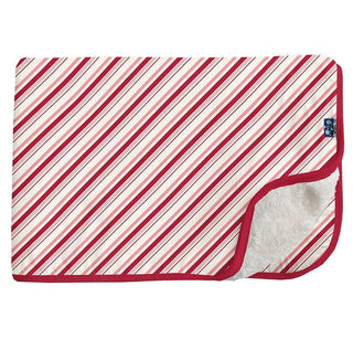 Girl's Print Bamboo Sherpa-Lined Toddler Blanket, Strawberry Candy Cane Stripe - One Size Swaddling & Receiving Blankets