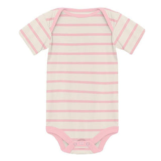 Girl's Print Bamboo Short Sleeve One Piece - Lotus Sweet Stripe Baby One-Pieces