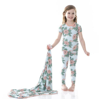 Girl's Print Bamboo Short Sleeve Pajama Set - Spring Sky Floral Baby & Toddler Sleepwear