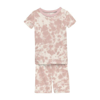 Girl's Print Bamboo Short Sleeve Pajama Set with Shorts - Baby Rose Tie Dye Baby & Toddler Sleepwear