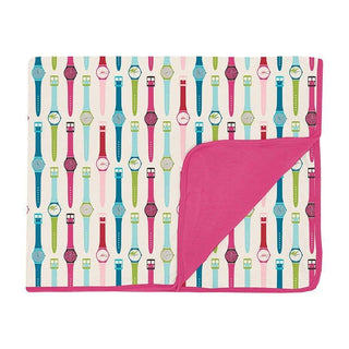Girl's Print Bamboo Toddler Blanket - Natural Watches Swaddling & Receiving Blankets