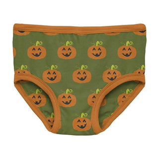 Girl's Print Bamboo Underwear - Moss Jack O'Lantern Toddler Underwear