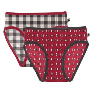 Girl's Print Bamboo Underwear Set - Midnight Holiday Plaid & Crimson Penguins Toddler Underwear