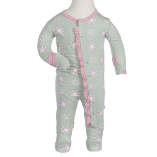 Girl's Bamboo Ruffle Footie with Snaps, Aloe Sunshine Baby & Toddler Sleepwear