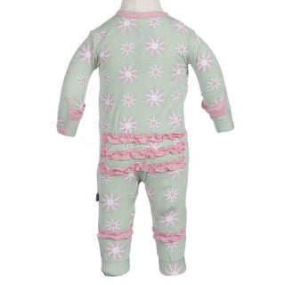 Girl's Bamboo Ruffle Footie with Snaps, Aloe Sunshine Baby & Toddler Sleepwear