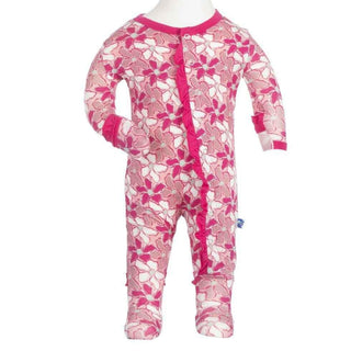 Girl's Bamboo Ruffle Footie with Snaps, Desert Flower Baby & Toddler Sleepwear