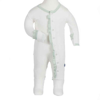 Girls Solid Bamboo Ruffle Footie with Snaps, Natural with Aloe Baby & Toddler Sleepwear