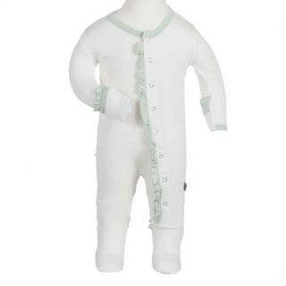 Girls Solid Bamboo Ruffle Footie with Snaps, Natural with Aloe Baby & Toddler Sleepwear