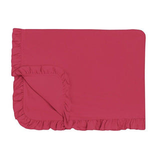Girl's Solid Bamboo Ruffle Toddler Blanket - Cherry Pie Swaddling & Receiving Blankets
