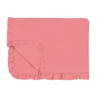 Girl's Solid Bamboo Ruffle Toddler Blanket - Strawberry Swaddling & Receiving Blankets