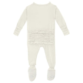 Girl's Solid Bamboo Classic Ruffle Footie with 2-Way Zipper - Natural Baby & Toddler Sleepwear