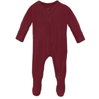 Girl's Solid Bamboo Footie with Zipper - Wild Strawberry Baby & Toddler Sleepwear